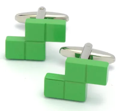 Productafbeelding van Manchetknopen - Tetris Groen Blok Z-Vorm