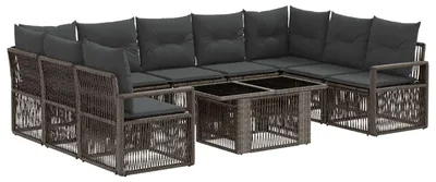 Immagine prodotto di Set di divani da giardino vidaXL, 10 pezzi, grigio e grigio scuro, in rattan sintetico