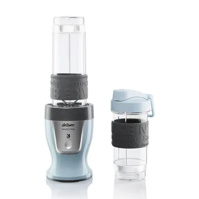 Produktbild von Arzum 500W Personal Blender Smoothie Maker, 570ml & 400ml BPA-freie Flaschen, Edelstahlklingen, Anti-Rutsch-Silikonring, Ein-Tasten-Bedienung, Blau