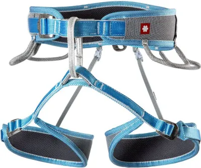 Hüftgurt "Twist Tech Eco" von Ocun in Blau mit verstellbaren Beinschlaufen und Schnallen.