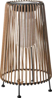 Produktbild von BELIANI Laterne Solar LED Naturfarben Kunststoff u. Metall Geflochten 35 cm Hoch Wiederaufladbar Outdoor & Indoor Boho Gartenlaterne Solarlaterne