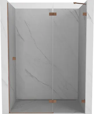 Image de Mexen Lunar porte de douche battante droite 140 cm, transparent, cuivre brossé - 834-140-000-65-00-P