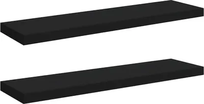 Produktbild von vidaXL Schweberegale 2 Stk. Schwarz 90x23,5x3,8 cm MDF