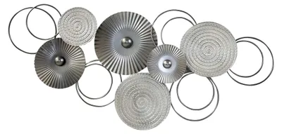 Produktbild von Moderne Wanddekoration Wandskulptur Wandbild Kreise aus Metall 82x38 cm