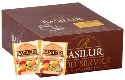 Obrázok produktu pre Ovocný čaj Basilur Orange Peach, vrecká – 100 ks x 1,8 g