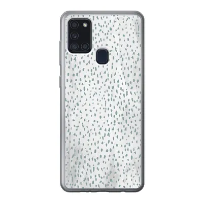 Produktbild von MuchoWow® Handyhülle Schutzhülle Hülle für Samsung Galaxy A21s Polka dots - Marmor - Weiß Silikon Softcase Handy Hülle - Hartschale