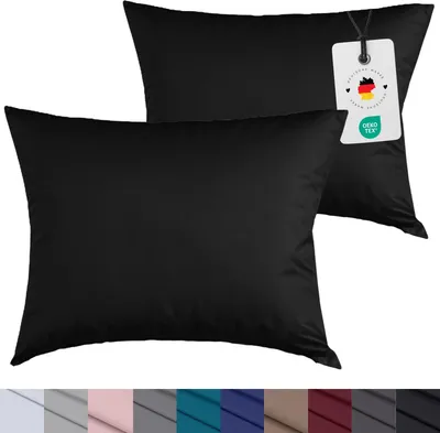 Produktbild von Kissenbezug 40x80 cm aus 100% Mikrofaser, Kissenhülle Schwarz Einfarbig