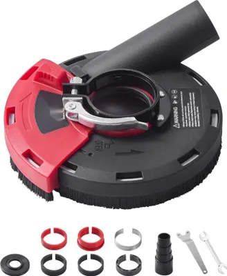 Image de Capot d'aspiration pour meuleuse d'angle avec 6 disques de serrage - Compatible avec les meuleuses 100-125mm