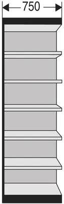 Produktbild von Büro-Regal Progress 2000 Regalfeld HxBxT 2600x750x300mm 7 Böden Rückwand silber