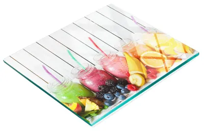 Produktbild von Dekoratives Küchenschneidebrett aus Glas für Fruchtcocktails, 60 x 52 cm