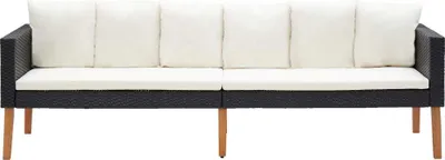 Produktbild von vidaXL 3-Sitzer-Gartensofa mit Auflagen Poly Rattan Schwarz