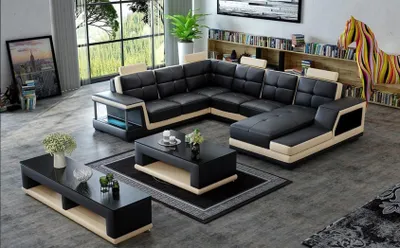 Produktbild von Ecksofa U Form Sofa Couch Polster Ecksofa Wohnlandschaft Ledersofa Moderne Neu