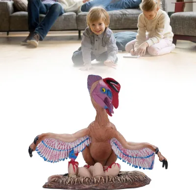 Produktbild von Oviraptor Dinosaurier-Spielzeug, realistisch, lebensecht, hochdetailliert, pädagogische Figur, Dino-Modell für Kinder, Rosa