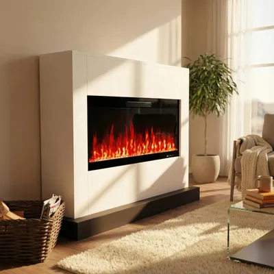 Produktbild von Glow Fire Elektrokamin 'Zeus106' | LED Standkamin in weiss mit Heizung (1500 W) | HxBxT: 100x135x35 cm