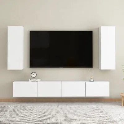 Produktbild von The Living Store 4-tlg. TV-Schrank-Set Weiß Holzwerkstoff