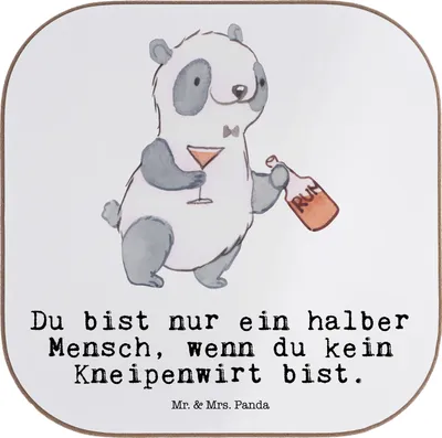 Produktbild von Mr. & Mrs. Panda Tischuntersetzer Kneipenwirt Herz - Weiß - Geschenk, Tassenuntersetzer, Untersetzer für Gläser, Tassen, Bar, Kneipe, gläseruntersetzer, Barkeeper