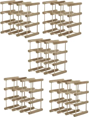 Produktbild von MODO24 Weinregal Modular, 72 Flaschen, 5 Module, Flaschenregal, Weinständer, Eiche Massivholz, Modul 36x36x24 cm, Natur Geölt, RW7