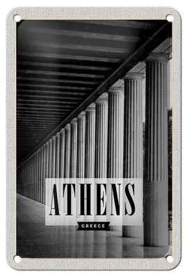 Produktbild von Blechschild Reise 12x18cm Retro Athens Greece Antik Dekoration