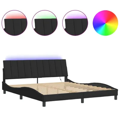 Produktbild von Bettgestell mit LED ohne Matratze "Hanko" Schwarz 180x200 cm Samt