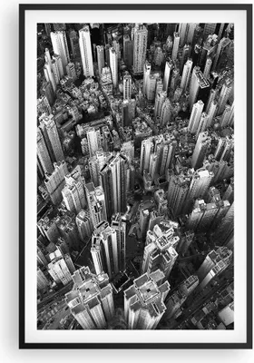 Produktbild von Gerahmtes Poster - Schwarzer Rahmen - Wolkenkratzer mit Berge - 61x91,5 cm - Wand Bild - Wanddeko - Wandbilder - Kunstposter - Wandposter - Bilderrahmen - Bilder - Kunstdruck - P2BPA61x91-4453