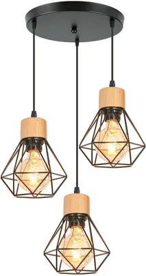 Hängelampe Industrie-Design Metall/Holz E27 Ø 16 cm Retro