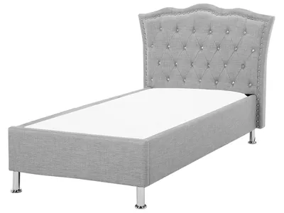 Obrázok produktu pre BELIANI Posteľ sivá látkové čalúnenie 90 x 200 cm prešívané čelo s gombíkmi moderný glamour štýl spálňa