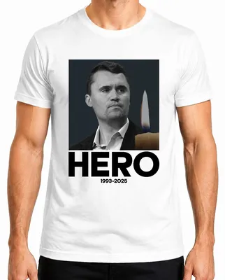 Imagen del producto de Camiseta blanca para hombre, talla L, con el texto "Charlie Kirk Hero Ruhe in Frieden Republikaner Berater"