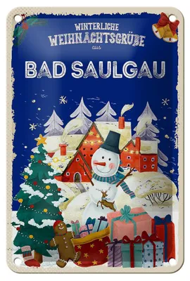 Produktbild von Blechschild Weihnachtsgrüße aus BAD SAULGAU Geschenk Schild  12x18cm