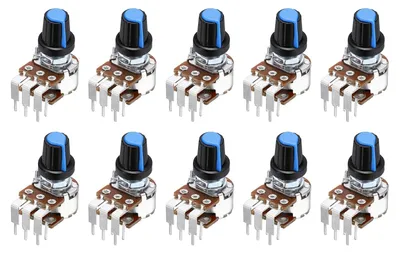 Potentiometer-Set, 10 Stück, B50K, 15 mm, 6-polig, doppelt