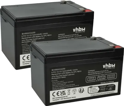 Produktbild von vhbw 2x Akku kompatibel mit APC BP650SI, BP500JPNP, BK650X06, BP650MS107, BP650IPNP, BP650S, BP650PNP, BP650SC, BK650MUS USV (12 Ah, 12 V, AGM)