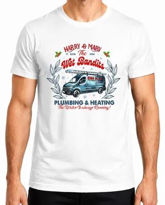Productafbeelding van Harry & Marv Wet Bandits: Heren T-shirt, wit, maat 3XL, thema: Kerstmis