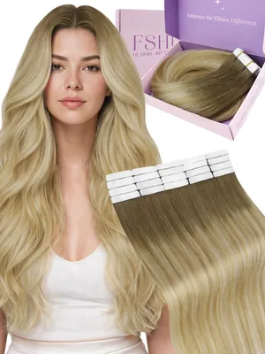 Obrázek produktu pro Páskové prodlužování vlasů z přírodních vlasů v barvách hnědé a blond