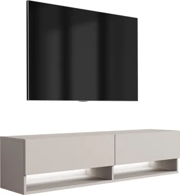 Obrázek produktu pro Nízká TV deska 140 cm kašmír, LED bílá, 140 × 32 × 34 cm