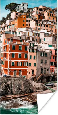 Produktbild von MuchoWow® Poster Italien - Häuser - Felsen 60x120 cm - Wandschmuck