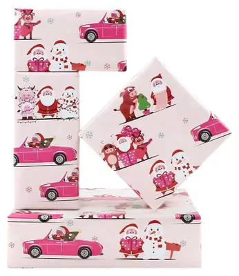 Productafbeelding van Roze Kerstinpakpapier Rol voor Cadeaus