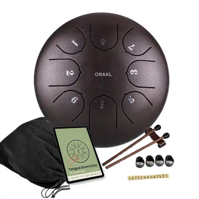 Produktbild von Orakl® - Steel Tongue Drum Echo Sonnenbronze - Inklusive Lehrbuch - Handpfanne ø 16 cm - Zungentrommel - Rain Drum - Regentrommel - Klangschale