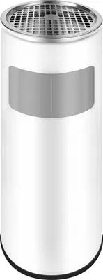 Produktbild von WELLGRO 2 in 1 Standaschenbecher & Mülleimer - WEIß, Edelstahl, 24,5 x 60 cm (ØxH)