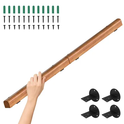 Produktbild von Peviasot Wandhandlauf Kiefernholz 150 cm, Ø5 cm, verbindbar zu einem Handlauf, rutschhemmender Treppenhandlauf für Flur Bad