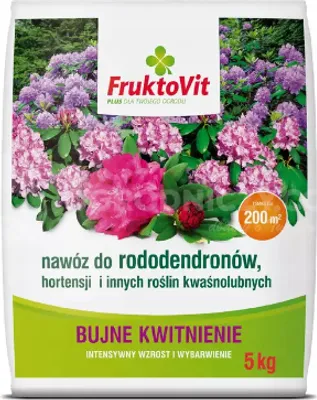 Zdjęcie produktu dla nawóz Fruktovit do rododendronów, hortensji i innych roślin kwaśnolubnych worek 5kg