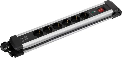Produktbild von Extrapower Mehrfachsteckdose mit 6 Steckdosen – 16 A – 250 V + 2 USB-Kabel, 1,5 m