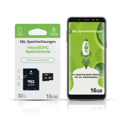 Produktbild von microSD Speicherkarte S&L für Samsung Galaxy A8 - Speicherkapazität: 16 GB
