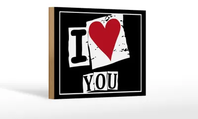 Produktbild von Holzschild Spruch 18x12cm I Love You (Herz)