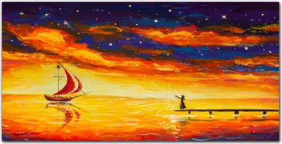 Produktbild von Coloray Bild aus Leinwand 120x60 Leinwand Dekoration - Das Schiff Nachthimmel