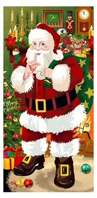 Kerstdeurafdekking kerstman 90x180 cm Polyester