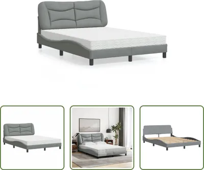 Produktbild von The Living Store Bett mit Matratze Hellgrau 120x200 cm Stoff