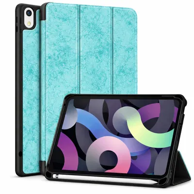 Produktbild von Schutzhülle für Apple iPad 12th 11" (A18) / iPad 11th 11" (A16) / iPad 10 10.9" Generation (2026/2025/2022)Tasche Hülle TÜRKIS MARMOR mit Stifthalter