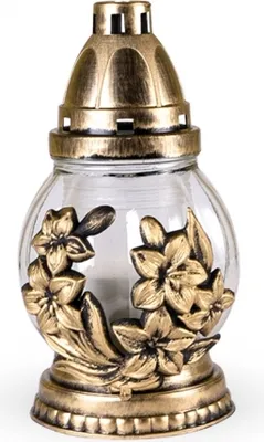 Image de Lampe de cimetière FLOWER GOLD verre 60g d11x20cm