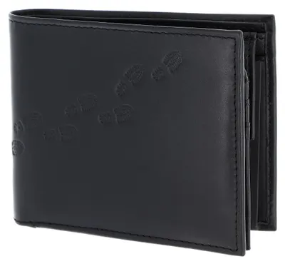 Image de oxmox Cuir porte-monnaie Leather RFID Protect Querscheinbörse Footsteps 2.0 Embossed Black noir