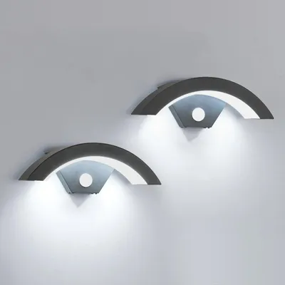 LED Außenwandleuchte 2er-Set, 24W, IP65, schwarz, 6500K