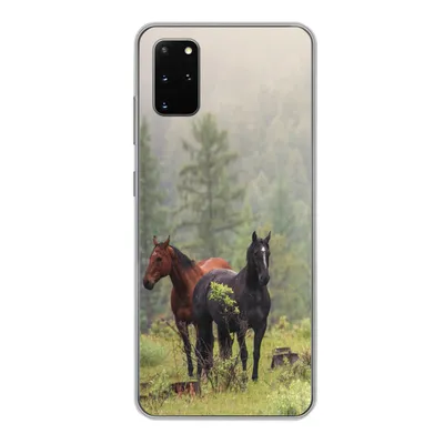 Produktbild von MuchoWow® Handyhülle Schutzhülle Hülle für Samsung Galaxy S20 Plus Pferde - Wald - Nebel Silikon Softcase Handy Hülle - Hartschale